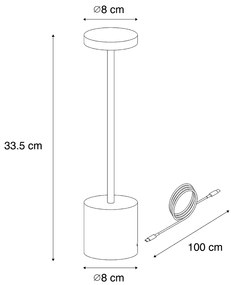 Set de 2 lămpi de masă pentru exterior Negre, cu LED și dimmer reîncărcabil - Dupont
