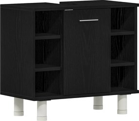 vidaXL Dulap de Baie cu ușă Stejar Negru 60 x 32 x 54 cm Lemn compozit