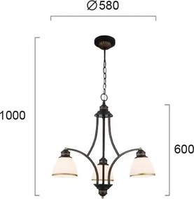 Lustră suspendată pe cablu CLAIR 3xE27/60W/230V, diam. 58 cm, finisaj bronz