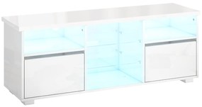 HOMCOM Suport TV 120 cm, suport televizor pentru televizoare de până la 55 inch cu iluminare LED și telecomandă, rafturi din sticlă alb | Aosom Romania