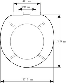 Capac toaleta cu coborare automata usoara Balamale stabile din inox Negru