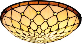 Brilagi - Plafonieră Tiffany din vitralii, culoare ivoriu, 2xE27/60W/230V, Ø 40 cm