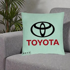 Perna Personalizata cu emblema Toyota, 40x40 cm, Verde Menta, Husa Detasabila, Perna Inclusa, BEKZ®