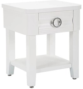 Noptieră albă din lemn masiv de brad Shine – Mauro Ferretti