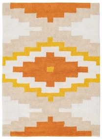 Covor portocaliu lavabil din bumbac 100x135 cm Azteca – Ixia