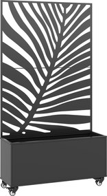 Outsunny Jardinieră cu spalier, cuvă pentru flori, cu paravan de intimitate și roți blocabile, metal, 90 x 30 x 160 cm, negru | Aosom Romania