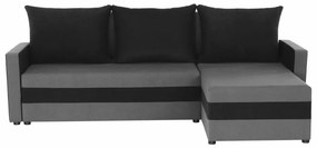 Coltar extensibil modern, cu spatiu depozitare, universal, stanga-dreapta, stofa gri negru, 219x139 cm, Bortis Impex