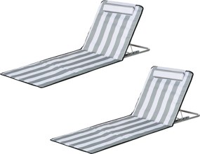 Outsunny Șezlong pliabil pentru soare, șezlong de grădină cu pernă, fotoliu reclinabil cu spătar reglabil în 5 poziții, geantă de transport, Gri deschis | Aosom Romania