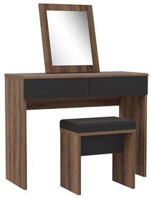 Masă de toaletă JUNO cu taburet, 45 x 29,6 cm, maro/negru