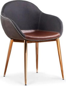 Scaun K304, gri/maro, piele ecologica/otel, 57x59x81 cm
