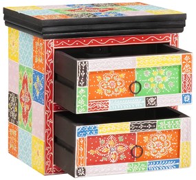 vidaXL Noptieră Multicoloră 40x30x40 cm, din lemn solid de mango