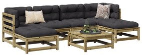 vidaXL Set canapele grădină cu perne, 7 piese, lemn de pin tratat