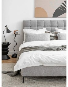 Pat matrimonial gri deschis tapițat cu somieră 180x200 cm Eve – Miuform