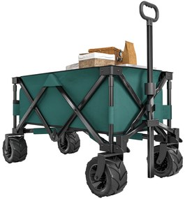 Outsunny Cărucior de Grădină cu Mâner Telescopic, Cărucior pentru Transport Obiecte până la 70 kg, 108x55 cm, Verde | Aosom Romania