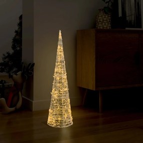 Piramida decorativa con de lumini cu LED alb cald 90 cm acril 1, Alb cald, 90 cm
