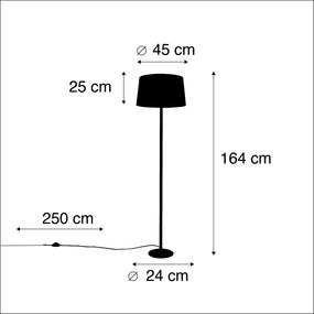 Lampă de podea neagră cu abajur din in alb 45 cm - Simplo
