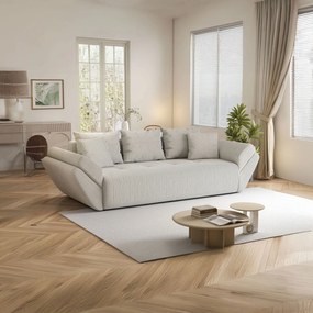 Canapea extensibilă dumonde cu ladă de depozitare si sezut confortabil din spuma high-density, Berlin Zoom Crem 250x100 cm