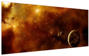 Tablou - Planete cu nebuloasă (120x50 cm)