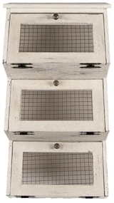 Dulap de perete, alb, din lemn, cu 3 compartimente, aspect vintage, Hout