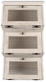 Dulap de perete, alb, din lemn, cu 3 compartimente, aspect vintage, Hout