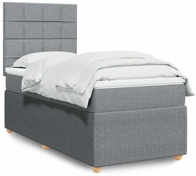 vidaXL Pat continental cu saltea, gri deschis, 80x200 cm, textil