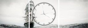 Tablou - O navă care navighează pe ocean (cu ceas) (90x30 cm)