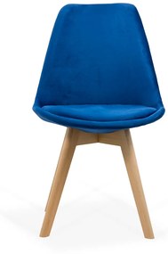 Scaun living din catifea si picioare lemn BUC 242V albastru