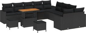 vidaXL Set de canapele pentru grădină cu pernă 17 pcs Negru poliratan
