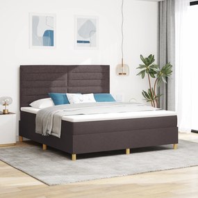 vidaXL Pat box spring cu saltea și LED maro închis 180x200 cm din țesătură
