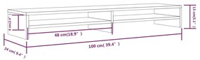 Suport pentru monitor, gri, 100x24x13 cm, lemn masiv pin 1, Gri