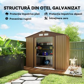 Casuta pentru Gradina, sopron pentru Unelte, magazie din Lamiera de Otel, pentru depozitare si organizare 213x127x185cm Outsunny | Aosom RO