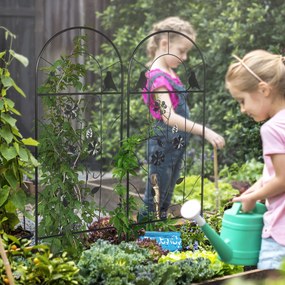 Outsunny Treillis de jardin lot de 2 suport pentru plante agatatoare din metal - 38 x 98 cm negru | Aosom Romania