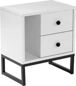 Noptiera GLIMMER, alb/negru, PAL/metal, 46x30x50 cm