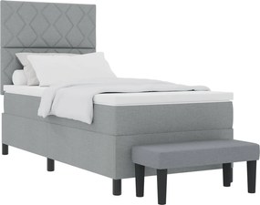 vidaXL Pat cu arcuri cu saltea Gri deschis 100 x 200 cm țesătură