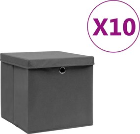 vidaXL Cutii depozitare cu capac, 4 buc., gri, 28x28x28 cm