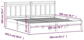 Cadru de pat, gri, 200x200 cm, lemn masiv de pin Gri, 200 x 200 cm