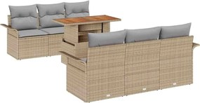 vidaXL Set de canapele pentru grădină 7 pcs Bej Rattan poli