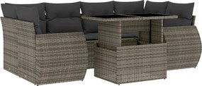 vidaXL Set canapele de grădină, 7 piese, cu perne, gri, poliratan
