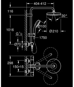 GROHE 27922001 - Sistem de duș TEMPESTA COSMOPOLITAN 210, crom lucios