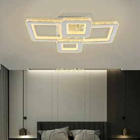 Lustra LED Cu Telecomanda, Elit's Cristal, 2-2 Patrate, Alb, 160 W, RGB