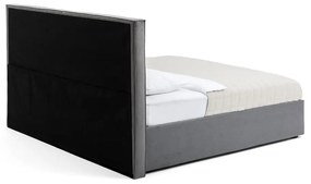Pat matrimonial gri tapițat cu spațiu de depozitare cu somieră 160x200 cm Thessa Bold Line – Bonami Selection