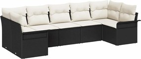 vidaXL Set de canapele pentru grădină cu pernă 7 pcs Negru Rattan poli
