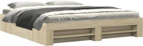 vidaXL Cadru de pat fără saltea Stejar Sonoma 200x200cm Lemn prelucrat