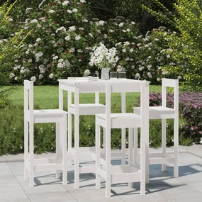 3154741 vidaXL Set mobilier de bar pentru grădină, 5 piese,alb, lemn masiv pin