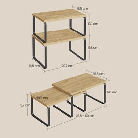 Set 2 etajere de bucatarie MARZO, stejar artisan/neagra