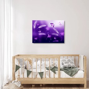 Tablou pe sticlă - Lunca cu fluturi (70x50 cm)