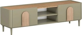 Comodă TV Amilio 170 cm cu sertar pe picioare - eucalipt / stejar baltic dune / mânere stejar natural