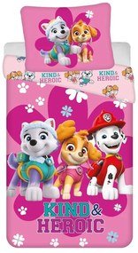 Lenjerie de pat pentru copii roz din bumbac pentru pat de o persoană 140x200 cm Paw Patrol "Heroic" – Jerry Fabrics