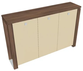 Dulap mediu Verno+ 200 x 46 x 130 cm, uși de sticlă, nuc / vanilie