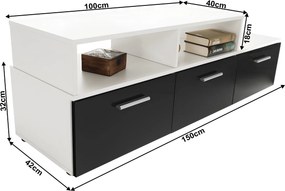 Mobilier living, alb/extra strălucire neagră HG, LEO